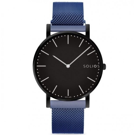 
									Solios Watch Solar Black | Blue Mesh 40mm - Black Case 